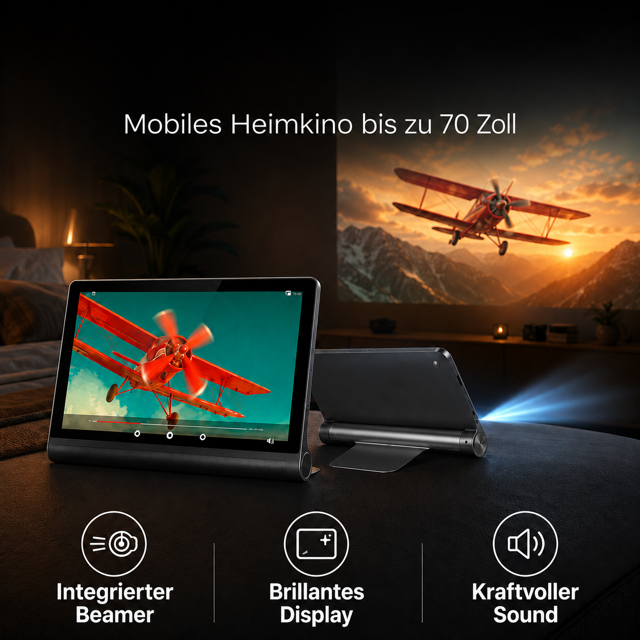 10,1″ Multimedia-Tablet mit Beamer