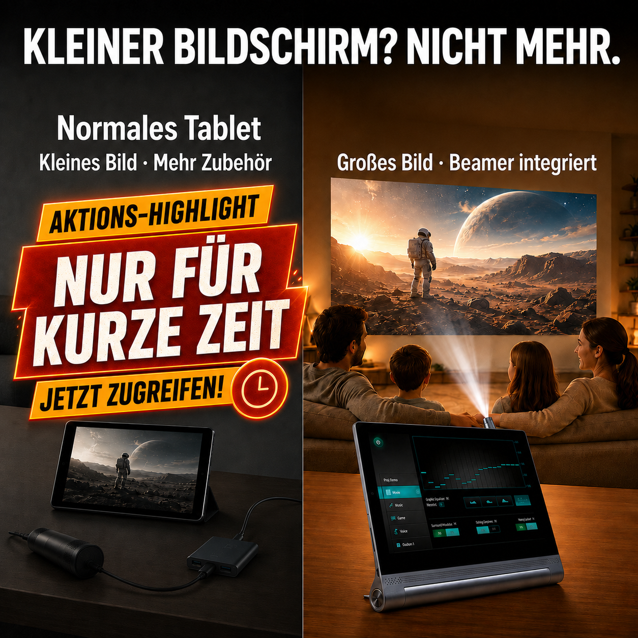 10,1″ Multimedia-Tablet mit Beamer